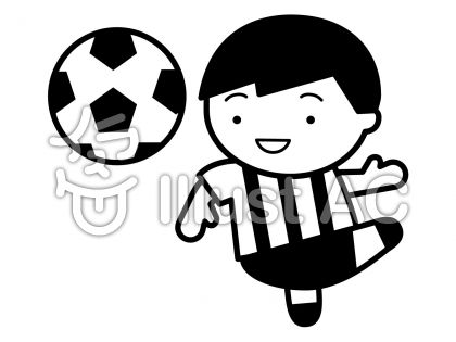 サッカーの無料フリーイラスト素材白黒モノクロ