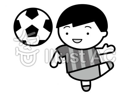 サッカーの無料フリーイラスト素材グレースケール