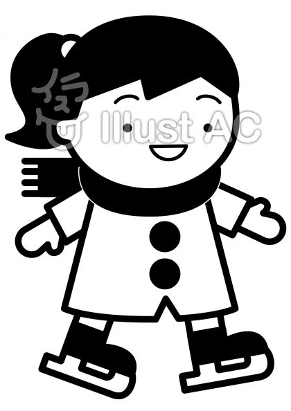 スケートの無料フリーイラスト素材白黒モノクロ
