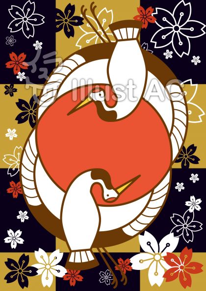 鶴カードの無料フリーイラスト素材