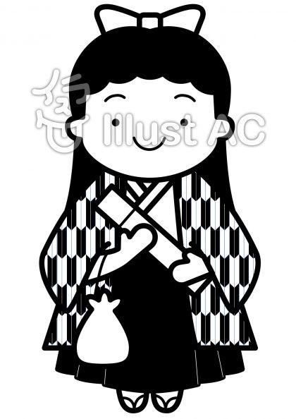 袴の無料フリーイラスト素材白黒モノクロ