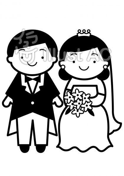 ブライダルの無料フリーイラスト素材白黒モノクロ