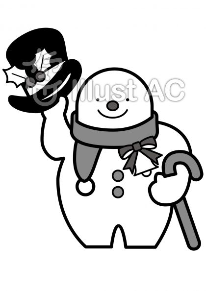 スノーマンの無料フリーイラスト素材グレースケール