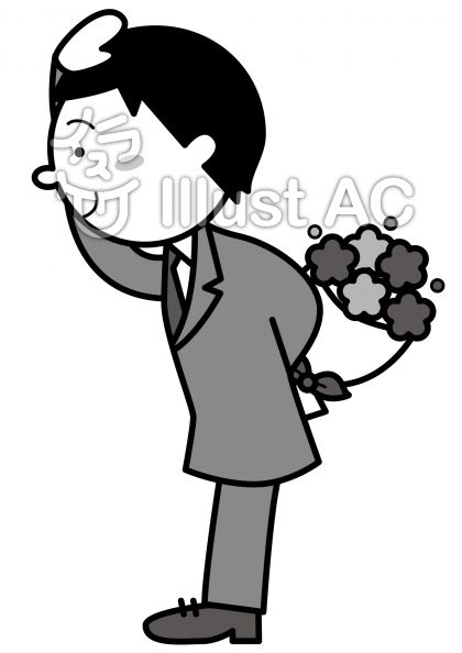 花束と男性の無料フリーイラスト素材グレースケール