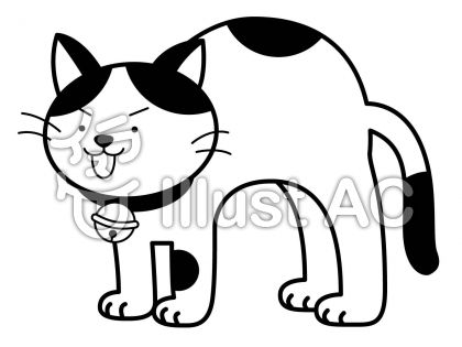 猫2の無料フリーイラスト素材白黒モノクロ