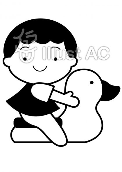 トイレトレーニングの無料フリーイラスト素材白黒モノクロ