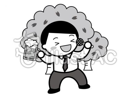 花見の無料フリーイラスト素材グレースケール