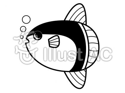 マンボウの無料フリーイラスト素材白黒モノクロ
