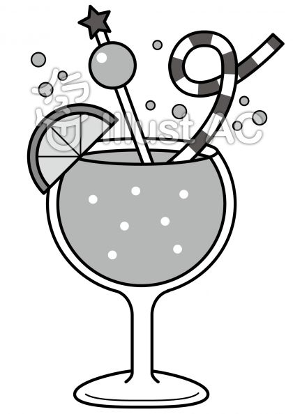 ジュースの無料フリーイラスト素材グレースケール