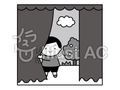 学芸会の無料フリーイラスト素材グレースケール