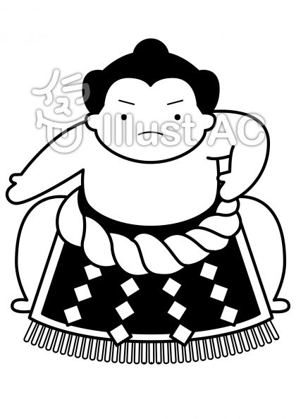 土俵入りの無料フリーイラスト素材白黒モノクロ