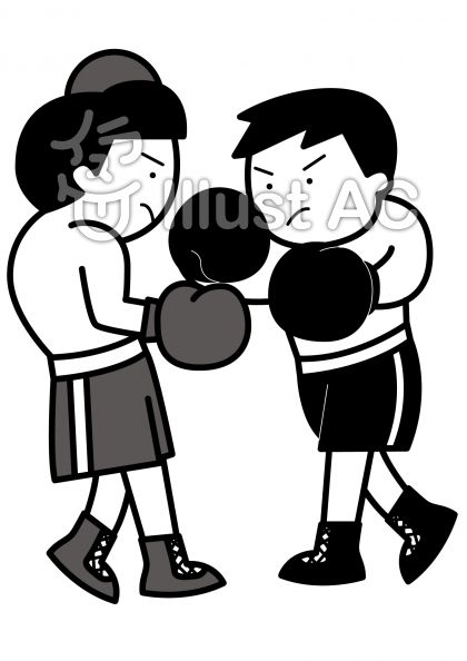 ボクシングの無料フリーイラスト素材グレースケール