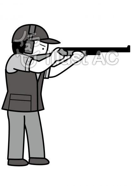 クレー射撃の無料フリーイラスト素材グレースケール