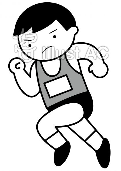 走るの無料フリーイラスト素材グレースケール