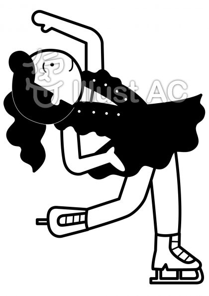 フィギュアスケートの無料フリーイラスト素材白黒モノクロ