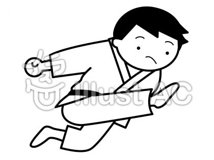 空手2の無料フリーイラスト素材白黒モノクロ