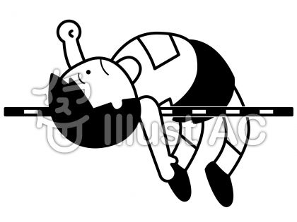 高飛びの無料フリーイラスト素材白黒モノクロ