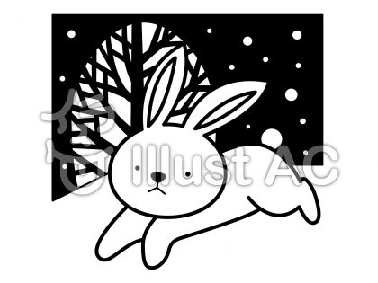 うさぎ1の無料フリーイラスト素材白黒モノクロ