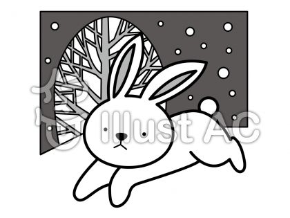 うさぎ1の無料フリーイラスト素材グレースケール