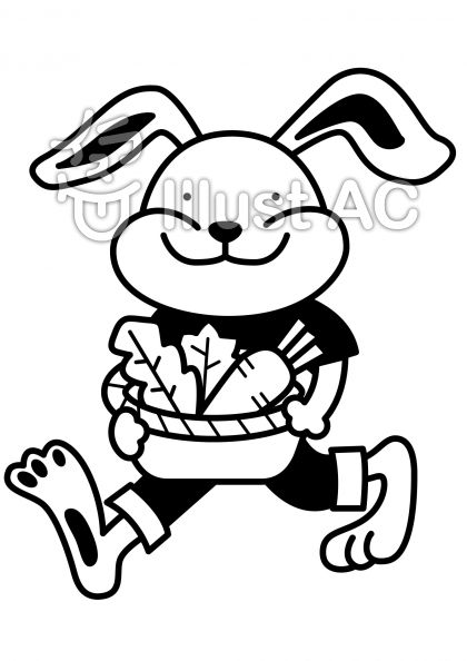うさぎ3の無料フリーイラスト素材白黒モノクロ