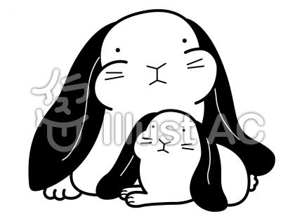 うさぎ5の無料フリーイラスト素材白黒モノクロ