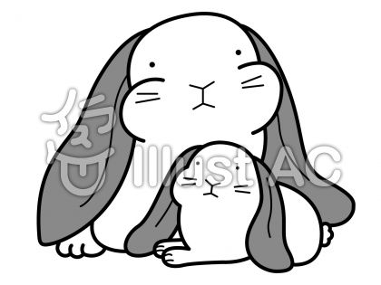 うさぎ5の無料フリーイラスト素材グレースケール