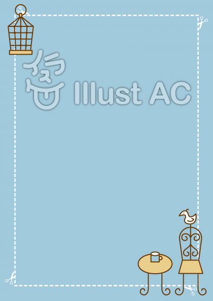 家具と鳥かごフレーム-タテの無料フリーイラスト素材